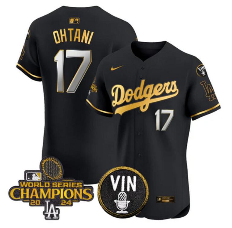 Men's Los Angeles Dodgers Active Player Custom Black/Gold 2024 World Series Champions With Vin Patch Vapor Limited Stitched Baseball Jersey